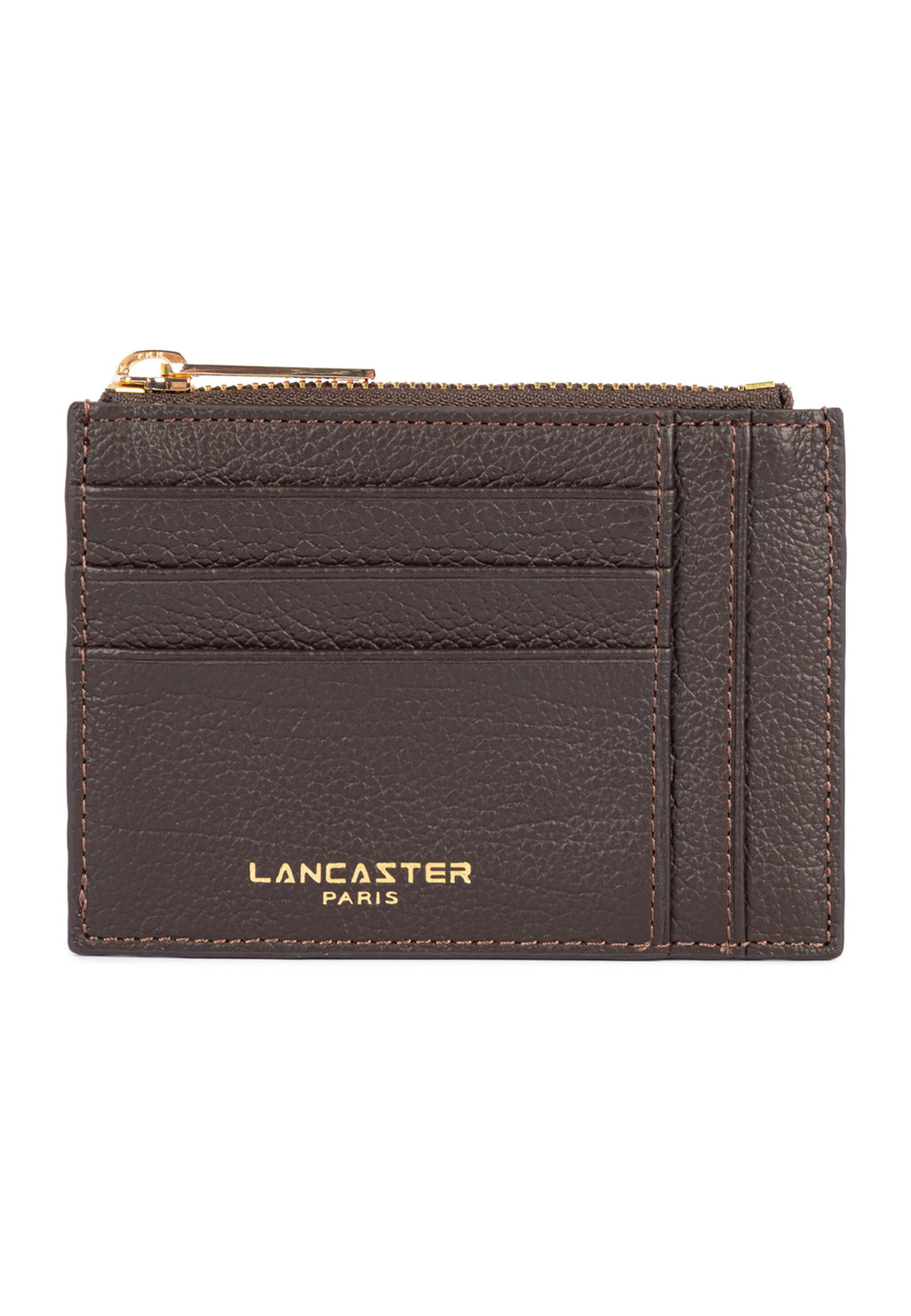 Lancaster Porte-cartes Zippé Dune Marron Foncé — vue de face