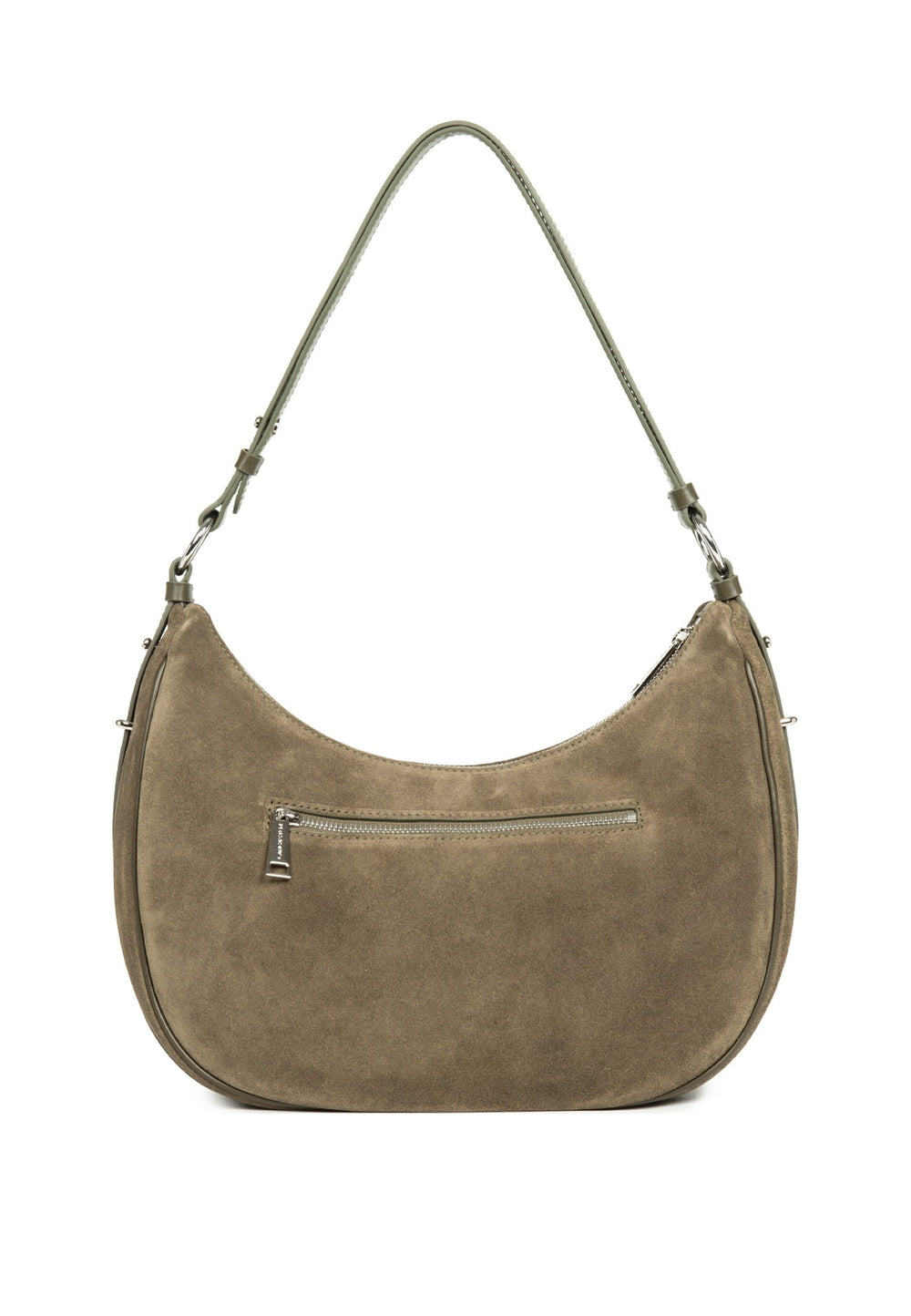 Lancaster Sac besace Zippé L Suède IT Kaki foncé, vue de dos