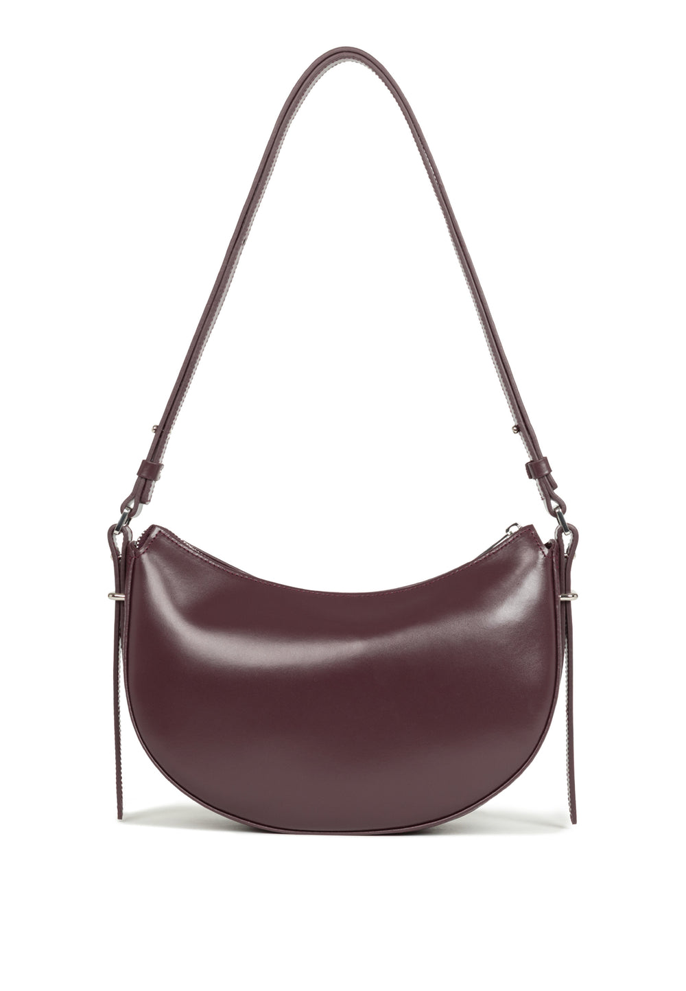 Lancaster Sac Demi-lune Zippé Suave Ace Cuir Bordeaux foncé, vue de dos