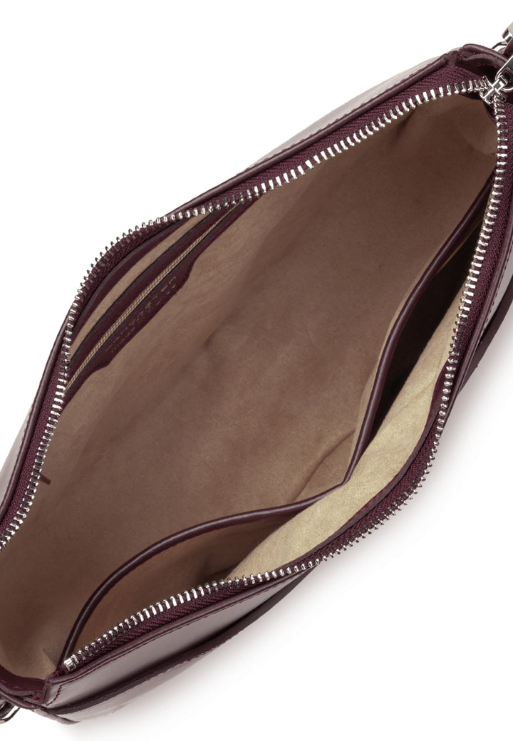 Lancaster Sac Demi-lune Zippé Suave Ace Cuir Bordeaux foncé, vue intérieure