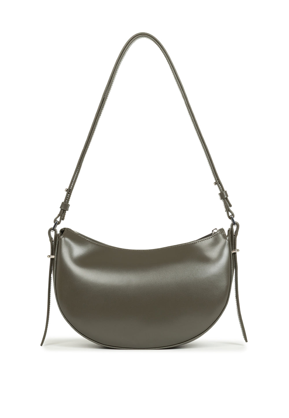 Lancaster Sac Demi-lune Zippé Suave Ace Cuir Kaki foncé, vue de dos