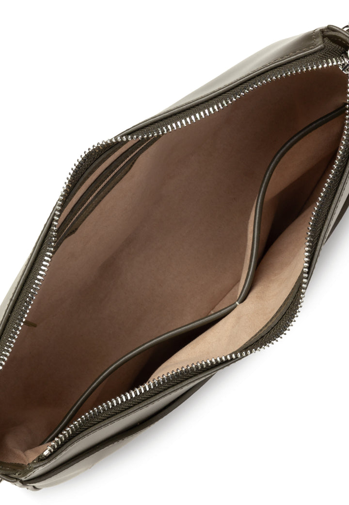 Lancaster Sac Demi-lune Zippé Suave Ace Cuir Kaki foncé, vue intérieure