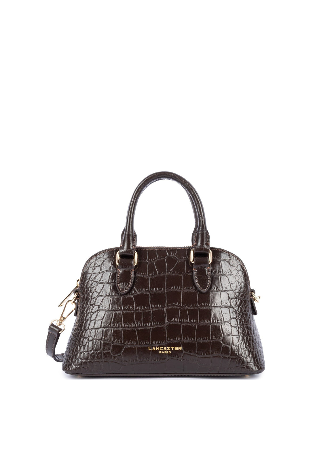 Lancaster Sac demi lune Zippée M Exo Marron Foncé — vue de face