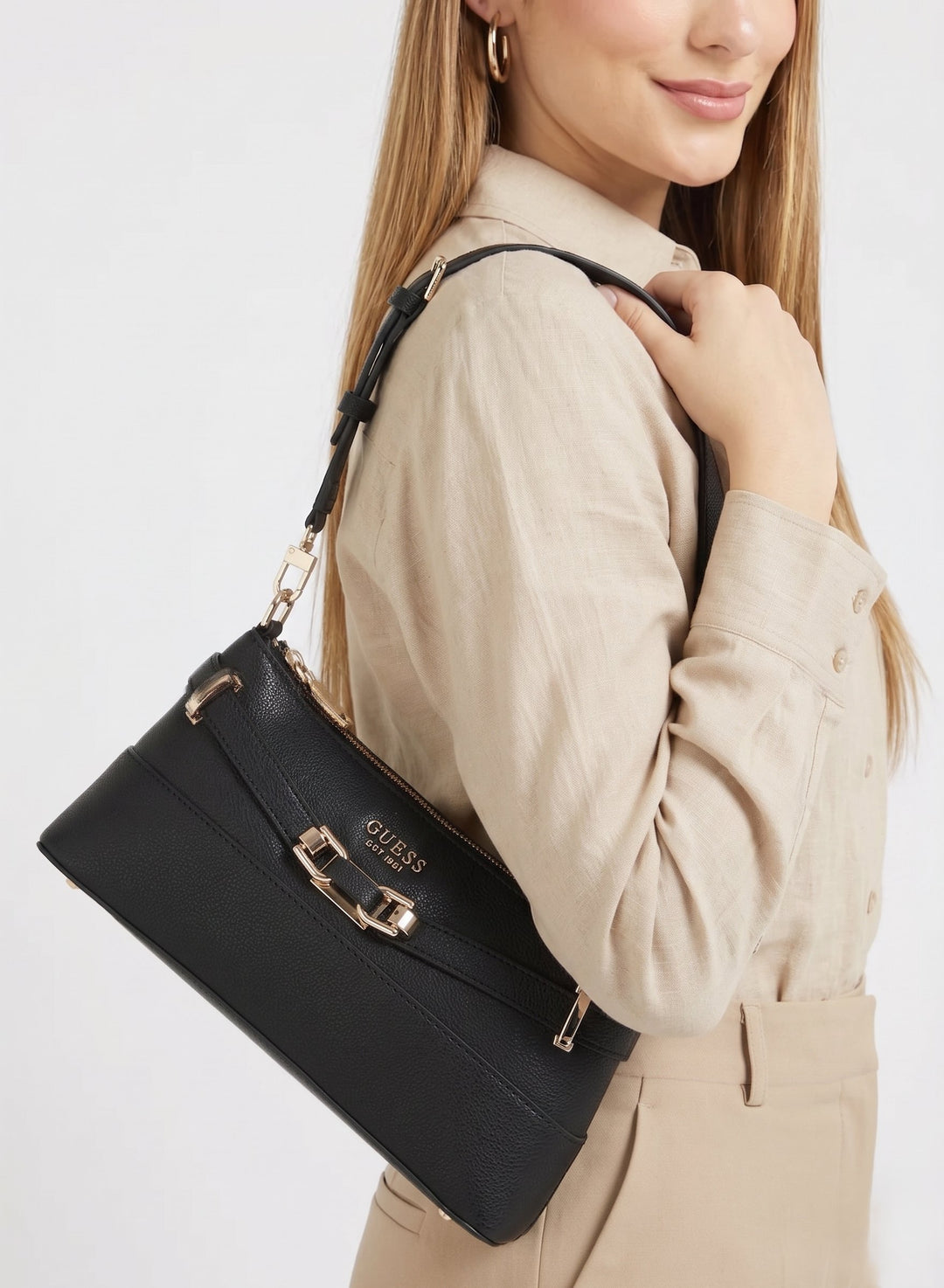 Guess Silvye Bucket Handtasche Schwarz